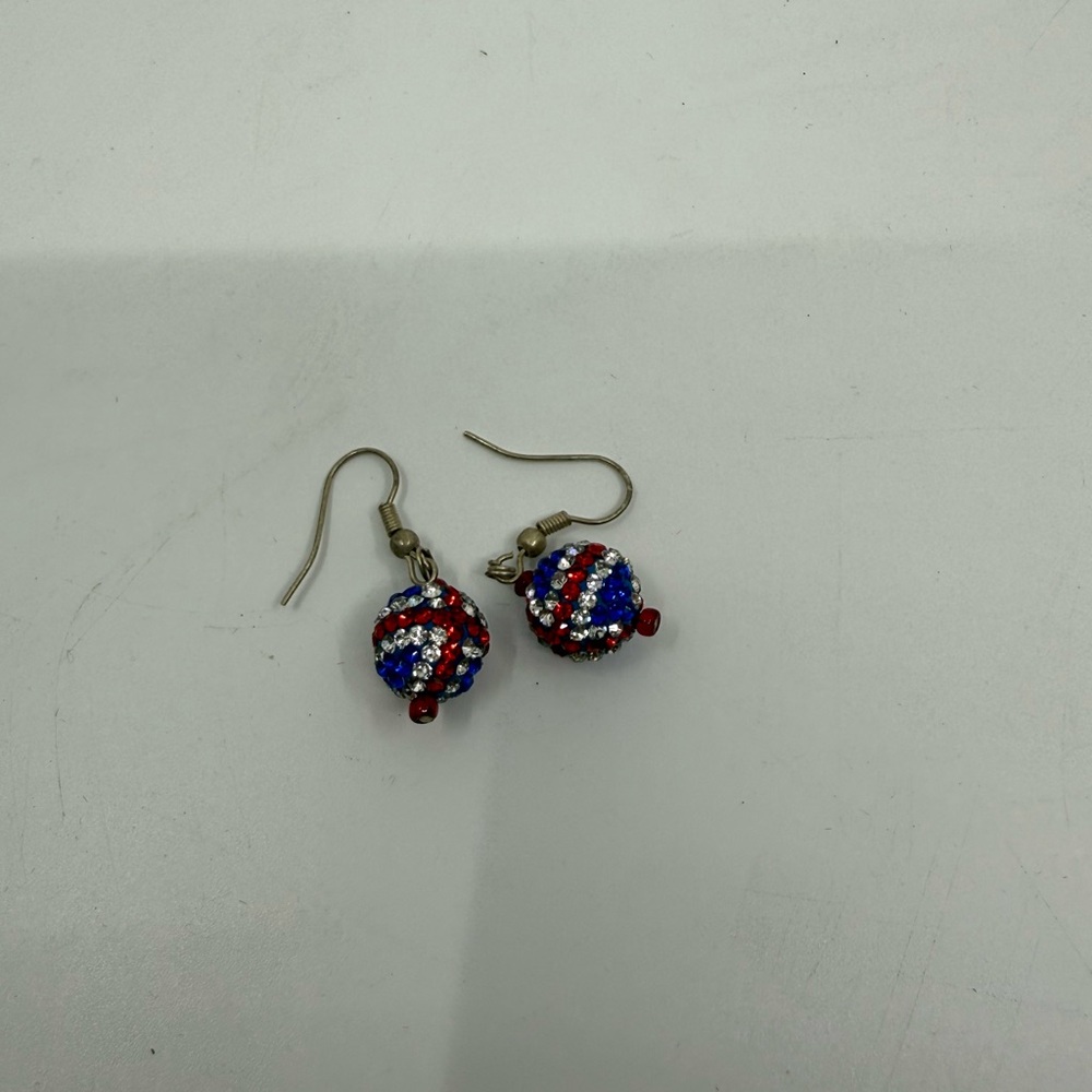 Union Jack Beaded Earrings – Handmade Red, White & Blue Flag-Inspired Earrings